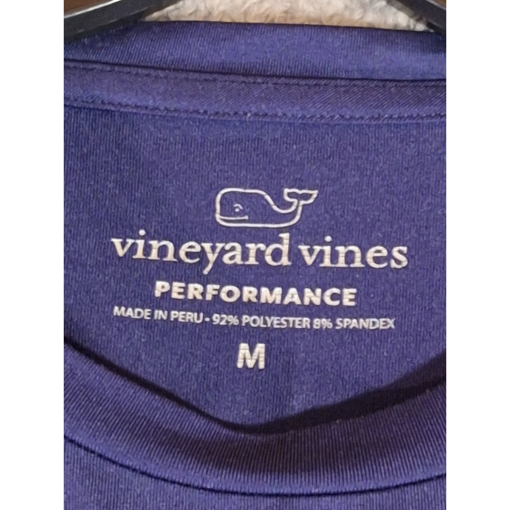 Vineyard Vines Mens Size M Performance T-Shirt Navy Blue Striped Short Sleeve - Picture 3 of 8